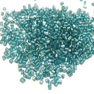20 Grams Blue Silver Lined Bugle Beads 2mm (N0.BST81-085)