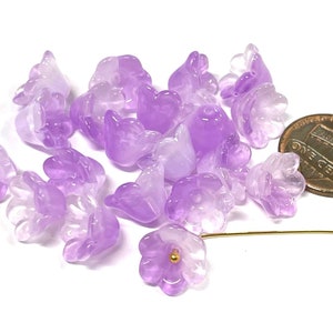 20pcs of Purple Gradient Bell Flower Glass Beads 12x7mm (No.FL7-2043A)