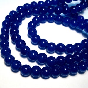 1 Strand Dark Blue Imitation Jade Glass Beads 6mm Round Glass Beads(NO.GL81-1796)