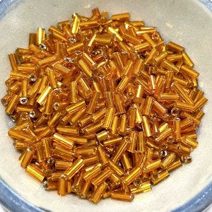 20 Grams Orange Silver Lined Bugle Beads 4.5mm(No.BST17-120)