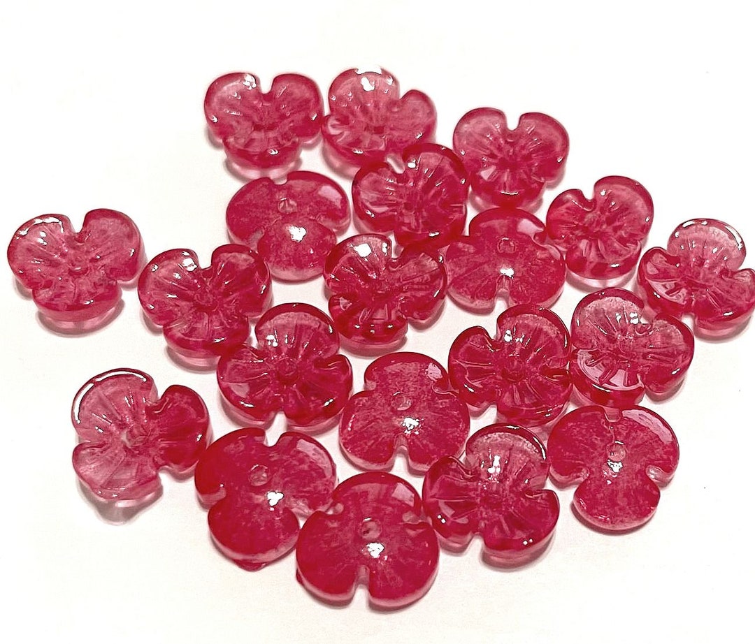 20pcs of Hot Pink 3petal Flower Glass Beads 10mm no.10mpe61087 Etsy