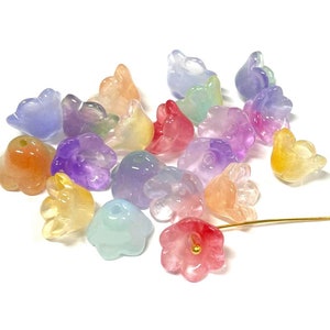 20pcs of Mixed Bell Flower Glass Beads 12x7mm (No.FL20-2033)