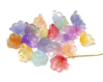 20pcs of Mixed Bell Flower Glass Beads 12x7mm (No.FL20-2033)