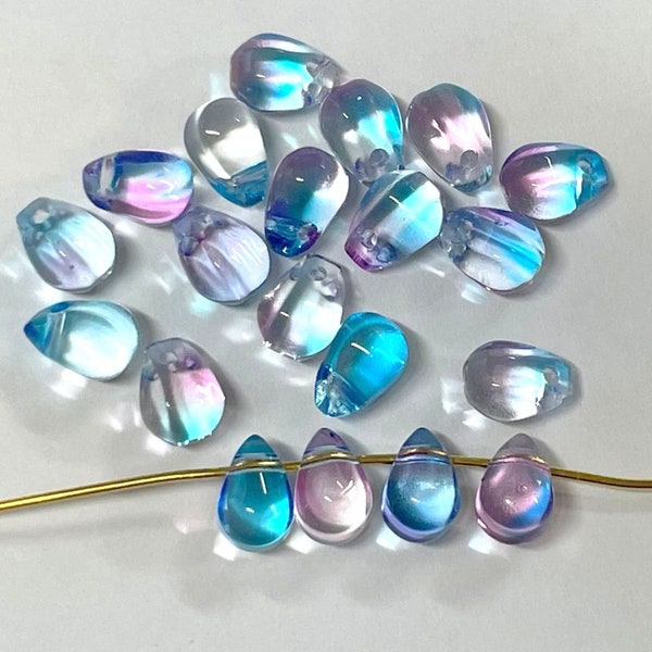 20pcs of Small Purple Blue Teardrops Beads Glass Beads 6mm (NO.TTD3-2559)