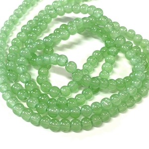 1 filo (200 pezzi) perline di vetro imitazione giada verde 4 mm (NO.GL2-1780)