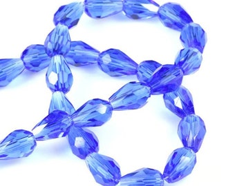 Perline Di Vetro Ceche A Goccia 15x8mm | 10 Pezzi | Colore Azzurro Baby - Foto 5