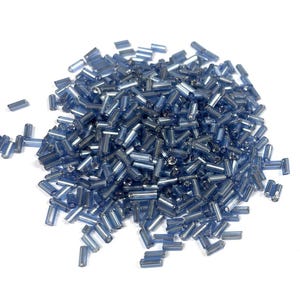 20 Grams Blue Silver Lined Bugle Beads 4.5mm(No.BST6-236B)