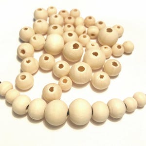 Perles en bois naturel 6 mm, 8 mm, 10 mm Rondes