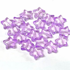 20pcs of Lavender Purple Star Glass Beads Translucent Star Bead 10mm(No.ST37-2590)
