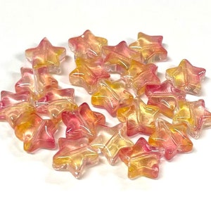 20 cuentas de vidrio translúcidas con degradado de amarillo y rosa, de 10 mm (n.° ST33-1061)