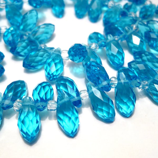 10pcs of Aqua Blue Faceted Teardrops Beads 12x6mm Glass Beads Briolette Beads(NO.TTD6-2149)