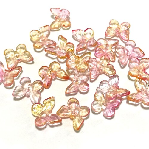 20pcs of Pink Blue Translucent Butterfly Beads 11mm no.bfc16 - Etsy