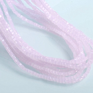 1 Strand (195pcs) of Opaque Pink Cube Glass Beads 2mm  (No.SQ179-1689)