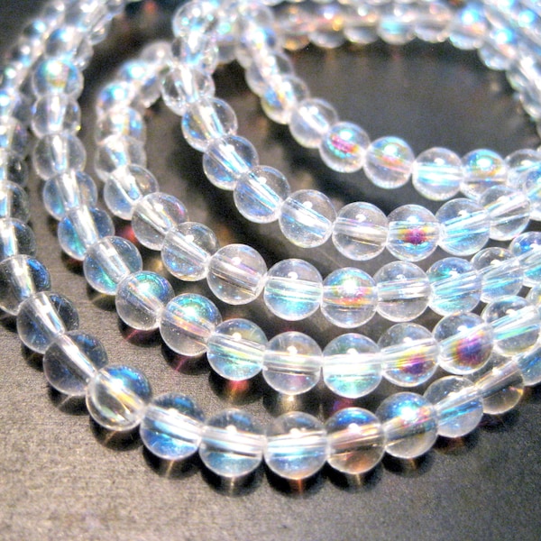 1 Strand (100pcs) of Clear AB Smooth Round Glass Beads 4mm (No.SMRD31-1761)