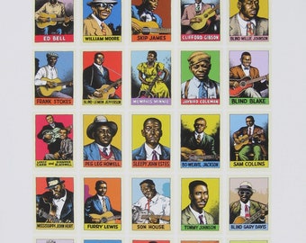 Heroes of the Blues Giclee Print, wall art, estampes jazz, appréciation de la musique, robert crumb, r.crumb