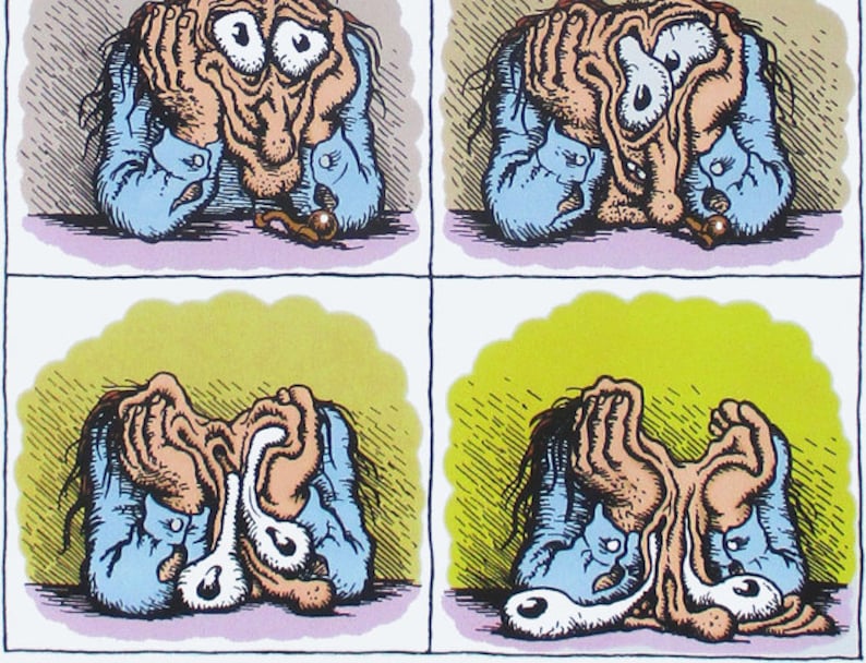 R Crumb Poster STONED AGIN - 1971 ORIGINAL - FLOCKED BLACKLIGHT