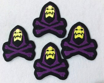 Skeletor Aufnäher zum aufbügeln oder aufnähen, witziges Motiv 90er Jahre,