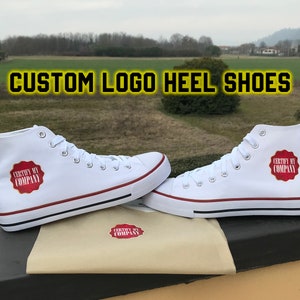 CUSTOM PRINT SHOES high top textile sneakers with your logo, Heel custom logo