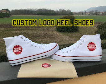 CUSTOM PRINT SHOES high top textile sneakers with your logo, Heel custom logo