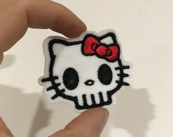 Dead Kitty Skull Aufnäher zum aufbügeln oder annähen, lustiges Design