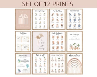 12 Calming Corner Bundle, Classroom Boho Decor, Calm Down Corner Poster, School Counselor Office Decor, Therapy Office Decor, Psychology Art