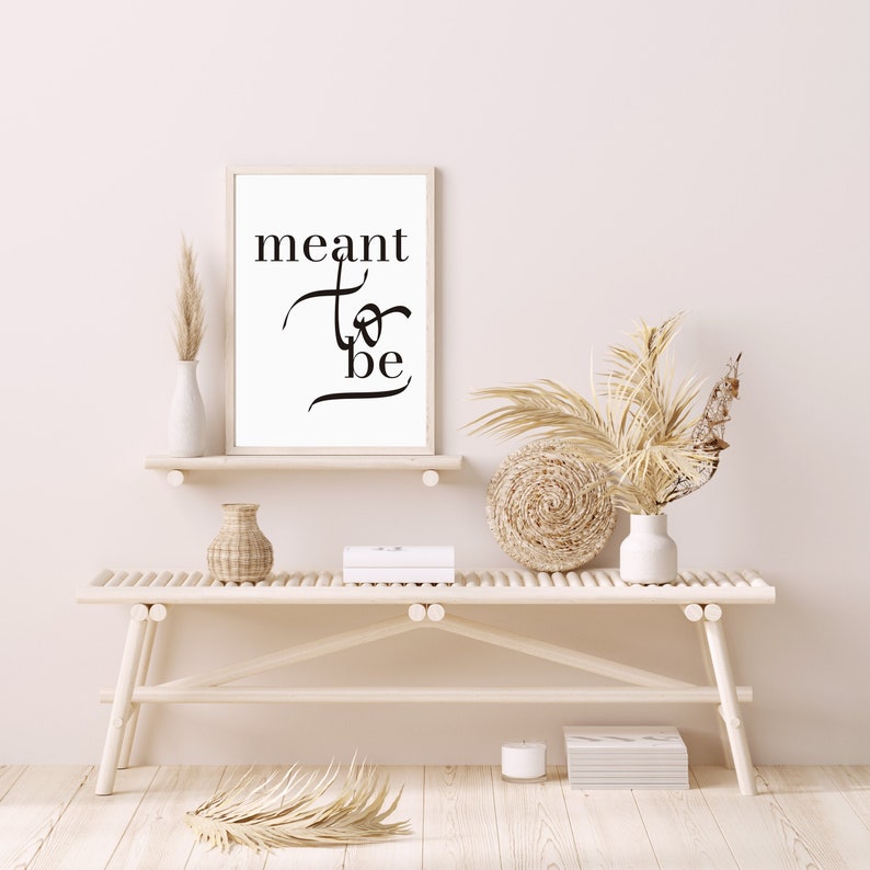 Meant to Be Printable Instant Download Bedroom Decor Newlyweds Gift Black and White Print Wedding Gift Idea for Bride and Groom