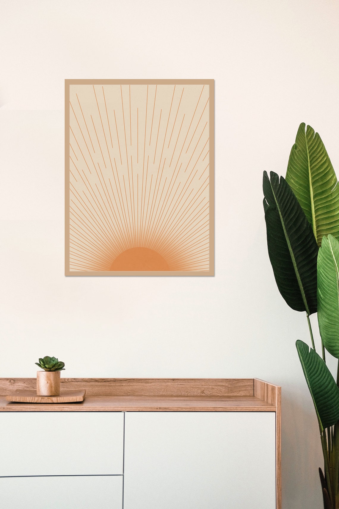 Sunburst Wall Decor Retro Sunset Print Mid Century Modern Etsy