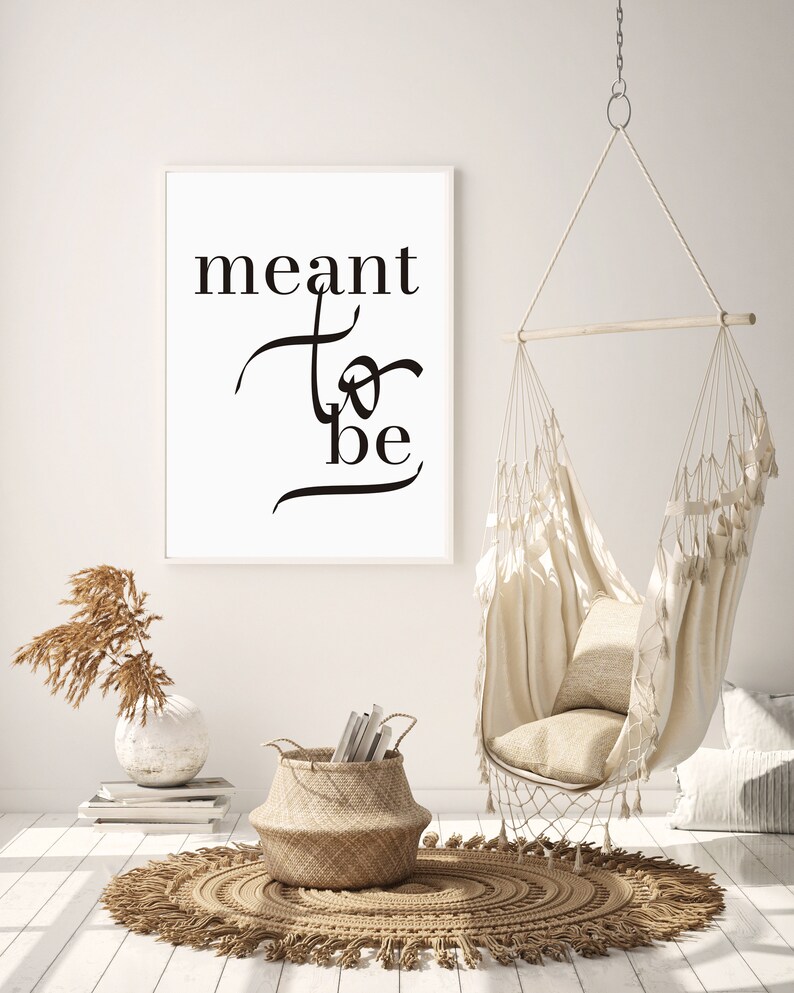 Meant to Be Printable Instant Download Bedroom Decor Newlyweds Gift Black and White Print Wedding Gift Idea for Bride and Groom