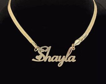 Custom Name Necklace, Name Necklace with Snake Chain, Birthday Gift, Personalized Name Necklace, Gold Name Necklace