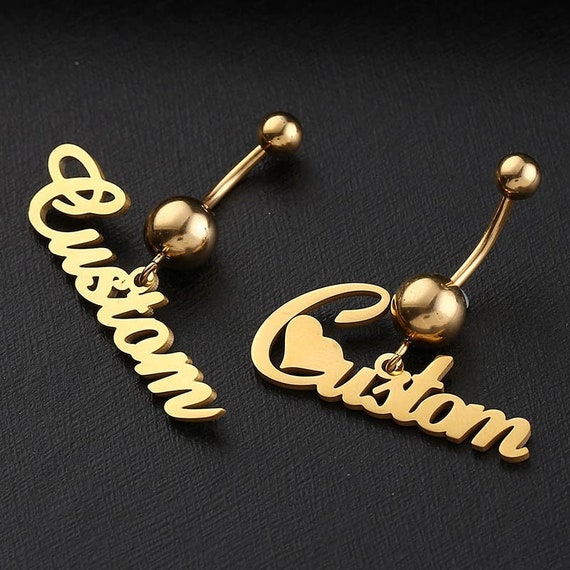 Custom Name Belly Ring Two Name Belly Ring Gift for - Etsy | Belly rings, Body  jewelry belly rings, Gold belly ring