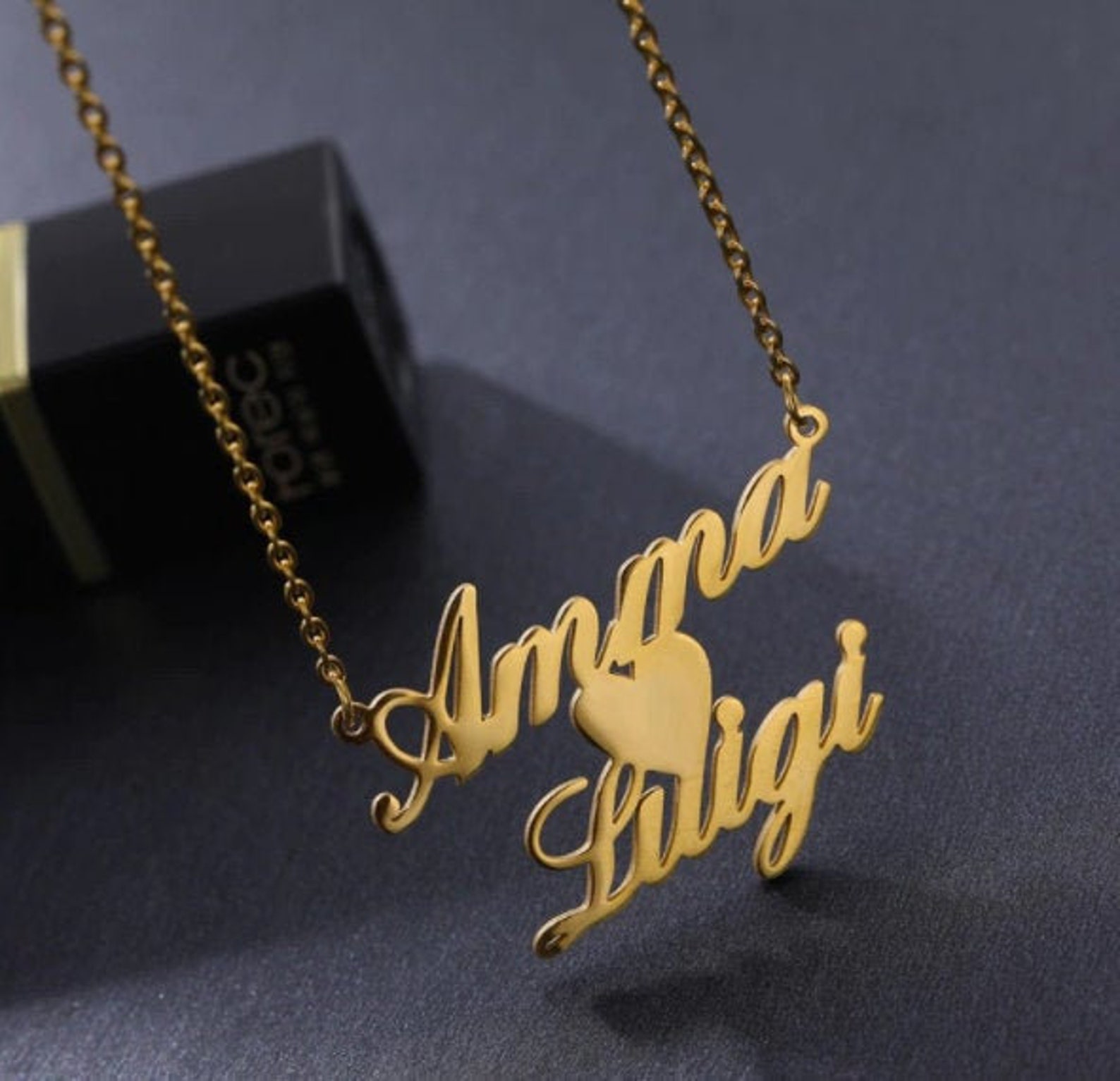 Double Name Necklace Custom Name Necklace Wedding Gift Etsy