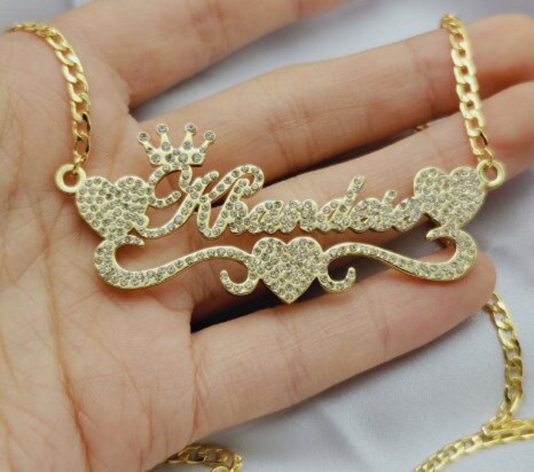 Custom Name Necklace With Zircon Bling Name Necklace Perfect Gift for Her Heart Name Necklace Wedding Gift Etsy Australia