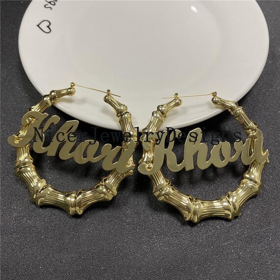 Bamboo earrings with on sale name