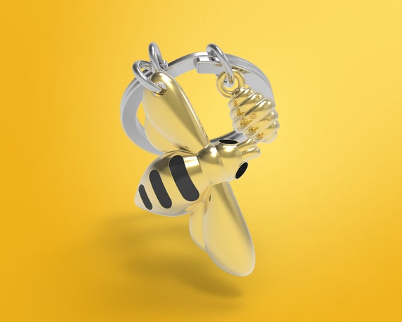 Metalmorphose 3D Honey Bee Keychain Etsy