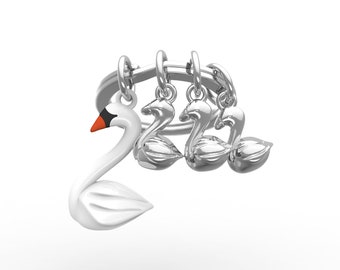 Silver Swan Bird Keychain Crystal Charm Animal Purse Gift Cute Accessory E33 