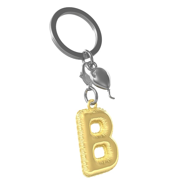 Metalmorphose 3D Party Balloon Initial "B" Keychain