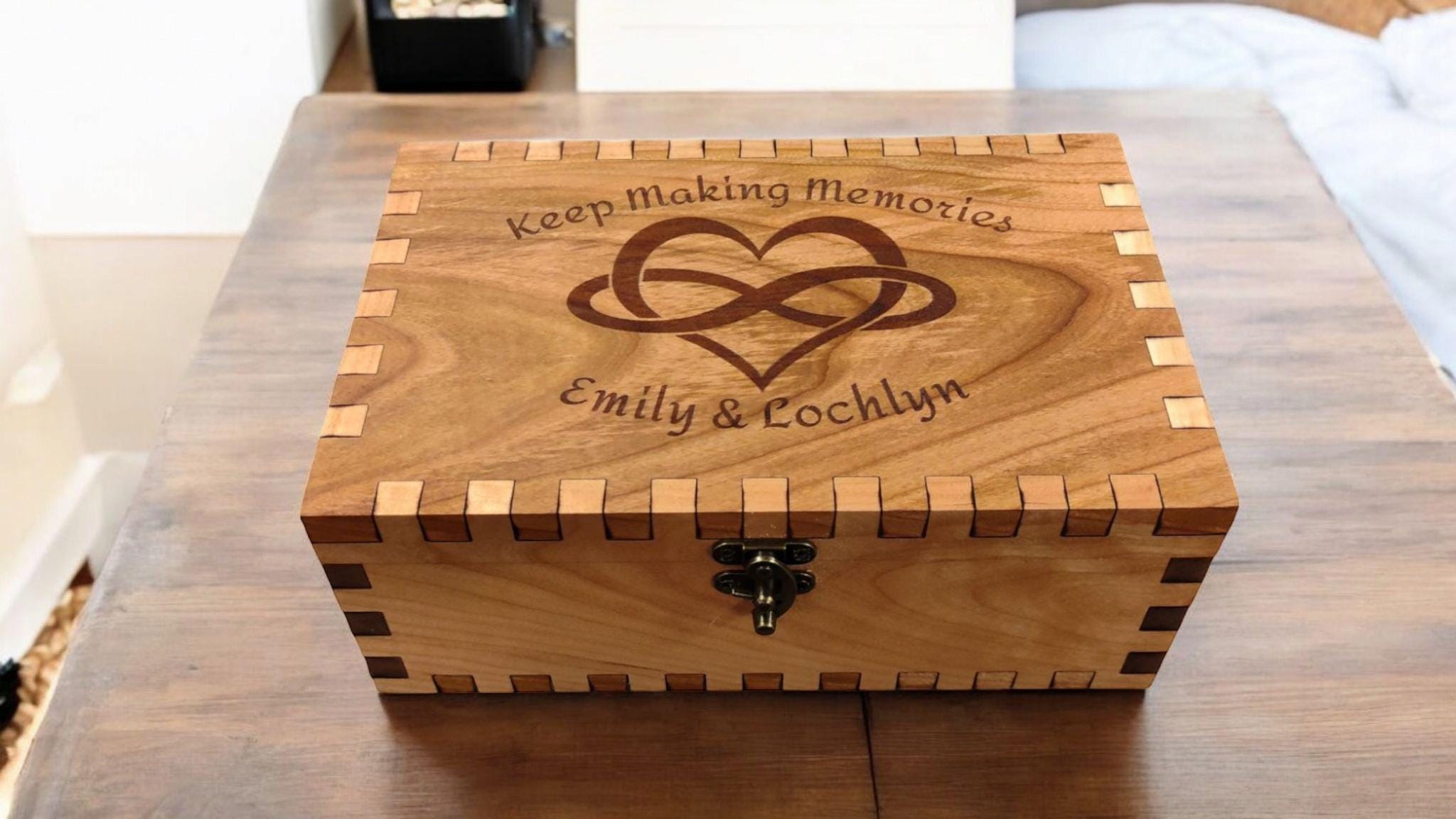 Personalized Cherry Wood Keepsake Box – Engraved Wedding Memory Box - Etsy