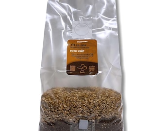 Bolsa de cultivo de hongos de fibra de coco todo en uno: grano de centeno orgánico + sustrato CVG