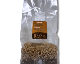 All-In-One Jauchepilze Zuchtbeutel – Organisches Roggengetreide + Düngeerde