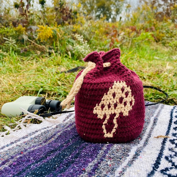 Crochet Mushroom Drawstring Bag Pattern Etsy