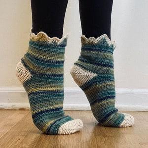 Appalachian Camp Socks Crochet Pattern: Mountain Range Design (Digital Download)