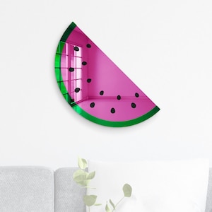 3D Acrylic Watermelon Wall Art Mirror, Watermelon Wall Room Decor, Watermelon Wall Decor, Watermelon Shaped Wall Mirror, Fruit Art Decor