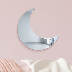 Waning Crescent Moon Wall Mirror, Magical Moon Wall Art, Moon Wall Mirror, Shimmery Decorative Mirror Celestial Moon Wall Hanging