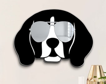 Cool Beagle Mirror Wall Art, Dog Wall Art, Cool Dog Mirror, Dog Wall Home Decor, Acrylic Beagle Mirror, Dog Lover Mirror Gift, Cool Home Art