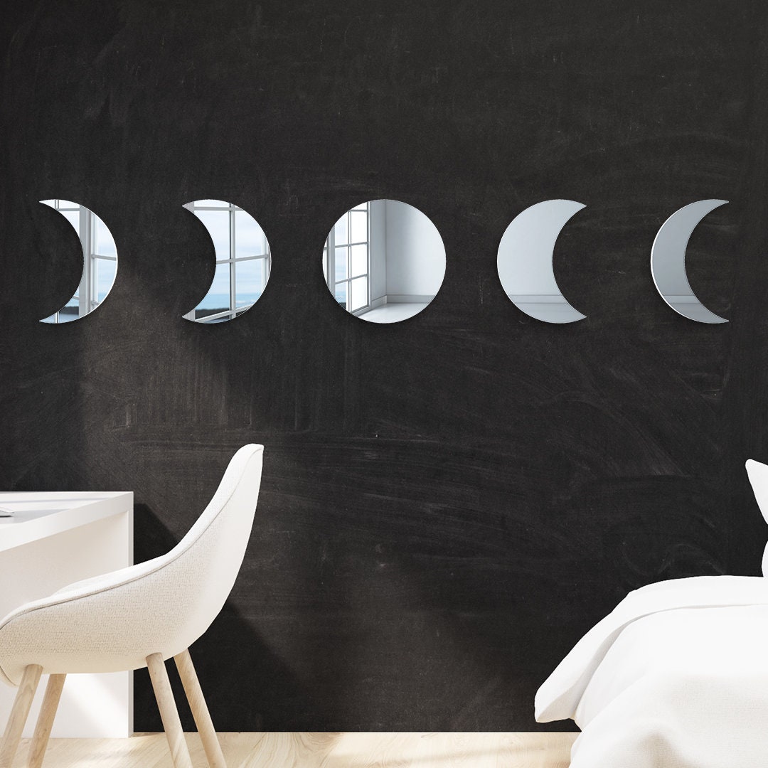 SPEEDYORDERS Crescent Moon Mirror Acrylic Mirror 20 x 20 Inches Silver Half  Moon Mirrors for Wall for Decoration Craft Home Decor