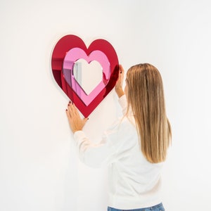 Concentric Heart Mirror Wall Art, Mirror Heart Wall Decor, Heart Art, Last Minute Gift, Teen Heart Room, Preppy Dorm Decor, Kid's Mirror