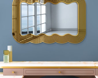 Pop Wave Mirror Wall Art, Modern Wall Mirror, Cool Mirror