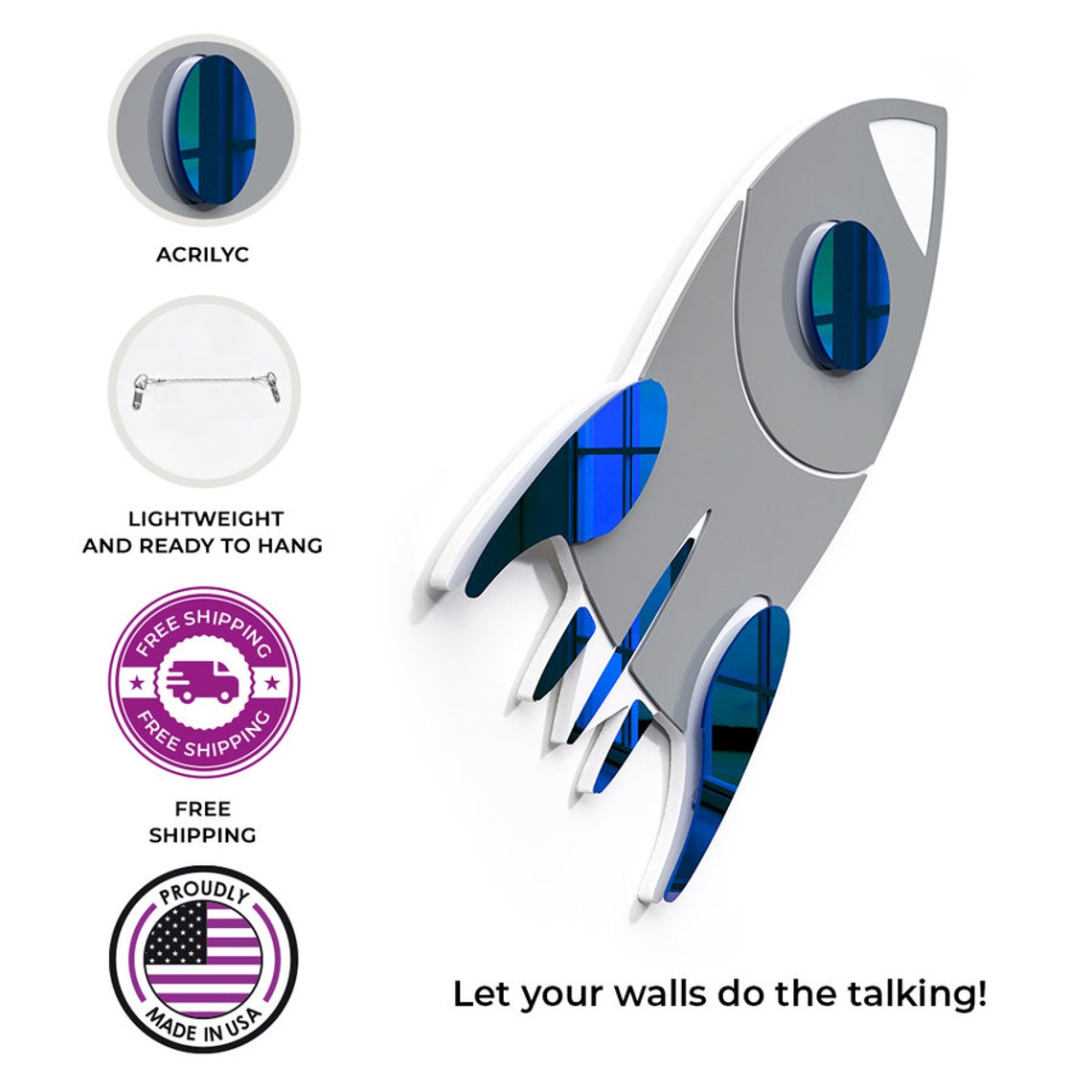 Bundle Saturn & Space Rocket Ship Wall Art Decor Etsy