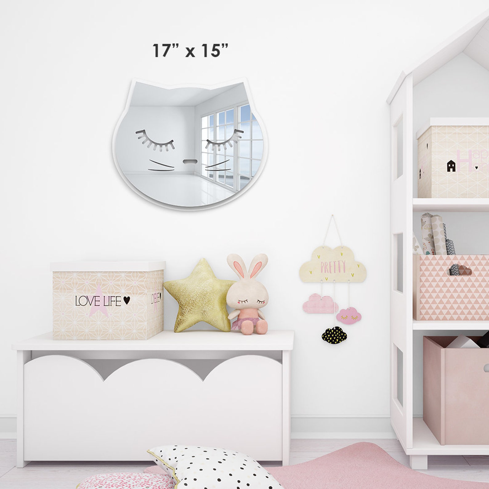 Acrylic Mirror Cat Wall Art Cat Shaped Mirror Cute Etsy