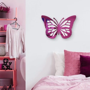 Butterfly Wall Art, Cool Dorm Decor, Butterfly Home Decor, Butterfly Mirror, Acrylic Butterfly Wall Hanging, College Dorm Room Butterfly Art